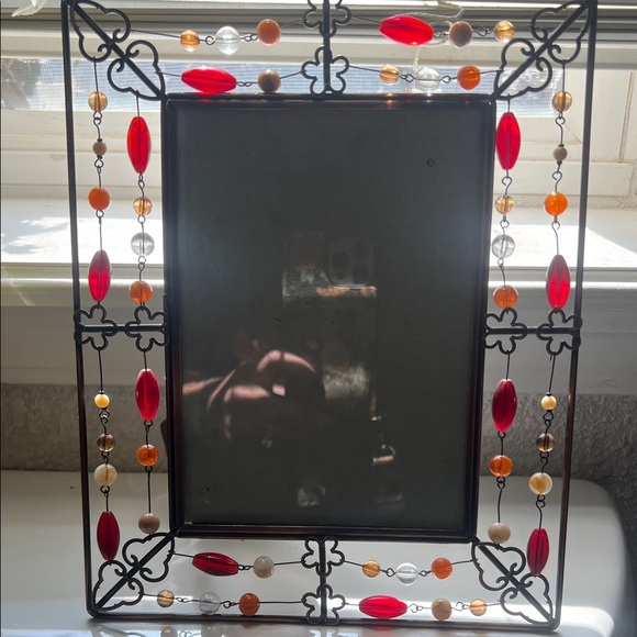 Colorful Beaded Metal Photo Frame holds 5x7 - Picture 1 of 4
